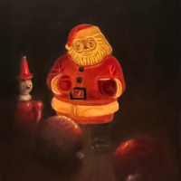 buckley kerry w night santa  oil on panel  x14  